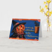 Vintage Halloween Karte (Gelbe Blume)