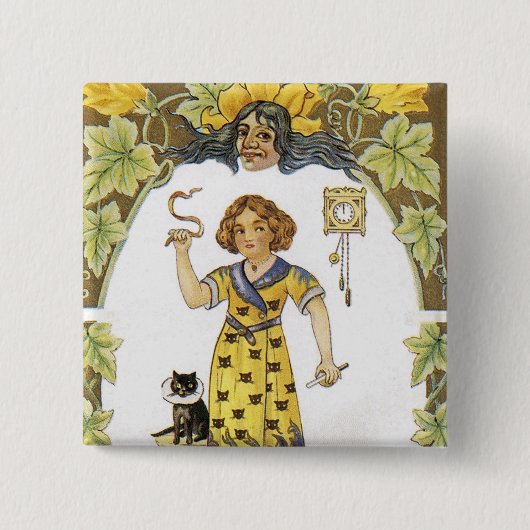 Vintage Halloween-Karte Button (Vorderseite)