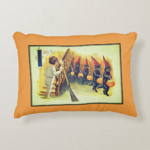Vintage Halloween-Karte der Black Cats JolHallowee Dekokissen