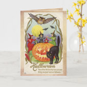 Vintage Halloween-Karte, Hexenkreis Karte (Gelbe Blume)