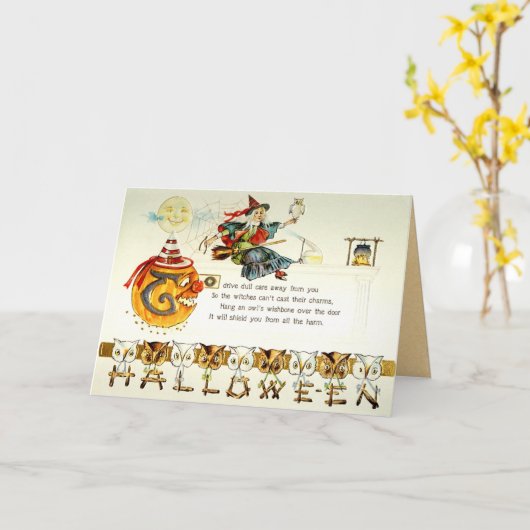 Vintage Halloween-Karte Karte (Gelbe Blume)