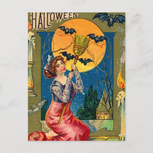 Vintage Halloween-Karte Postkarte (Vorderseite)