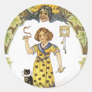 Vintage Halloween-Karte Runder Aufkleber