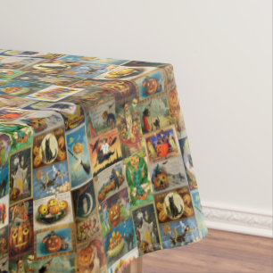 Vintage-Halloween-Karten-Collage Tischdecke