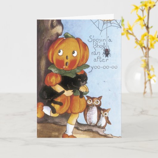 Vintage Halloween-Karten Karte (Gelbe Blume)