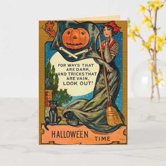 Vintage Halloween-Karten Karte (Gelbe Blume)