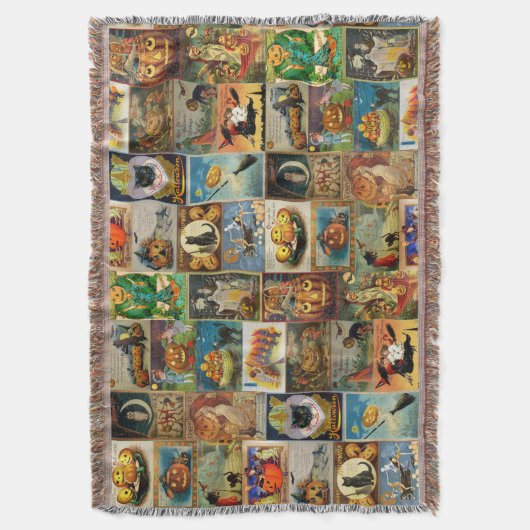 Vintage Halloween-Karten-Kollage-Kruste Decke (Vorderseite Vertikal)