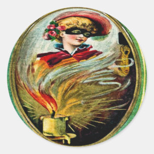 Vintage-Halloween-Kartenaufkleber Runder Aufkleber