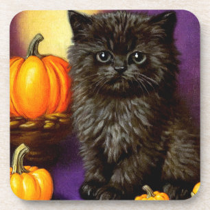 Vintage-Halloween-Kätzchen Getränkeuntersetzer