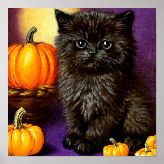 Vintage-Halloween-Kätzchen Poster (Vorne)