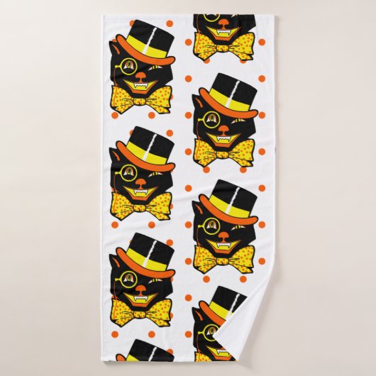 Vintage Halloween-Katze Badehandtuch (Badehandtuch)