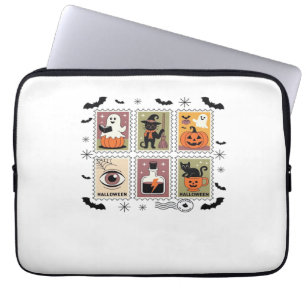 Vintage Halloween-Katze-Briefmarkensammlung T-s Laptopschutzhülle