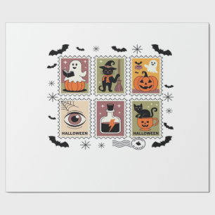 Vintage-Halloween-Katze-Briefmarkensammlung T-Shir Geschenkpapier