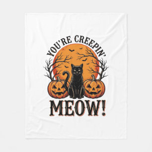 Vintage-Halloween-Katze Creepin Meow Gravur_1 Fleecedecke