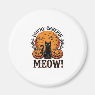 Vintage-Halloween-Katze Creepin Meow Gravur_1 Magnet