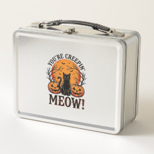 Vintage-Halloween-Katze Creepin Meow Gravur_1 Metall Brotdose