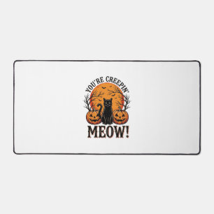 Vintage-Halloween-Katze Creepin Meow Gravur_1 Schreibtischunterlage