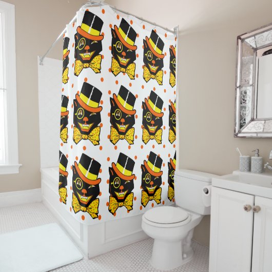 Vintage Halloween-Katze Duschvorhang (Beispiel)
