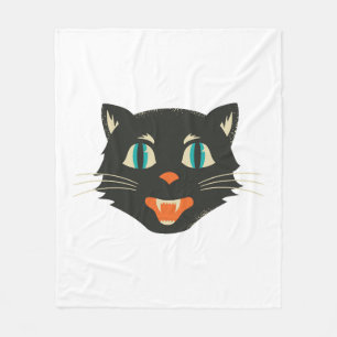 Vintage Halloween-Katze Fleecedecke