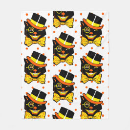 Vintage Halloween-Katze Fleecedecke