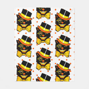 Vintage Halloween-Katze Fleecedecke