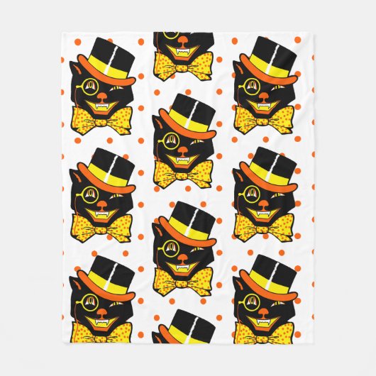 Vintage Halloween-Katze Fleecedecke (Vorderseite)