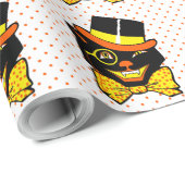 Vintage Halloween-Katze Geschenkpapier (Rolleneckpunkt)