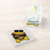 Vintage Halloween-Katze Glasuntersetzer (Schrägansicht)