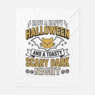 Vintage-Halloween-Katze Gruseliges Dunkles Nacht-D Fleecedecke