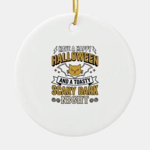 Vintage-Halloween-Katze Gruseliges Dunkles Nacht-D Keramik Ornament