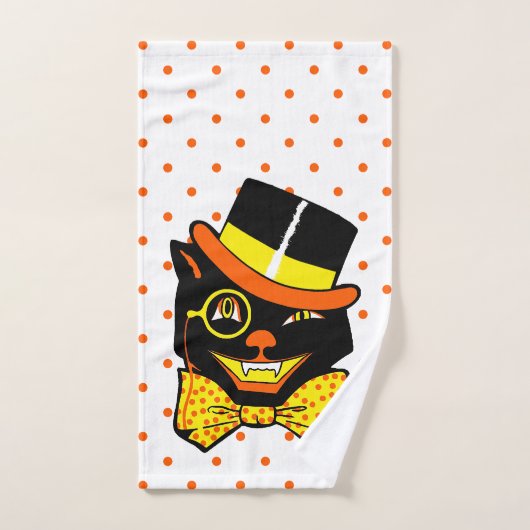Vintage Halloween-Katze Handtuch (Handtuch)
