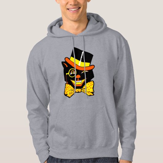 Vintage Halloween-Katze Hoodie (Vorderseite)