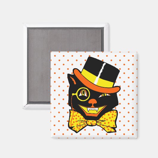 Vintage Halloween-Katze Magnet (Vorderseite/Rückseite)