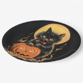 Vintage Halloween-Katze mit Pumpkin Pappteller (Schrägansicht)