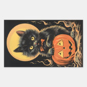 Vintage Halloween-Katze mit Pumpkin Rechteckiger Aufkleber (Vorderseite)