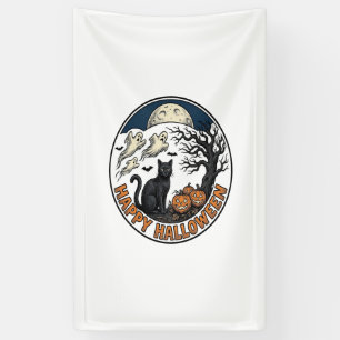 Vintage-Halloween-Katze-Mondlicht-Geist-Abzeichen_ Banner