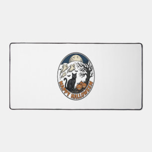 Vintage-Halloween-Katze-Mondlicht-Geist-Abzeichen_ Schreibtischunterlage