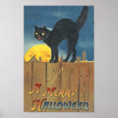 Vintage Halloween-Katze Poster (Vorne)