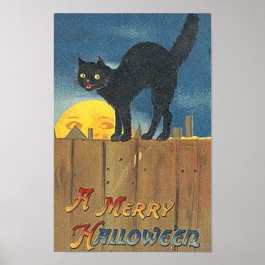 Vintage Halloween-Katze Poster (Vorne)