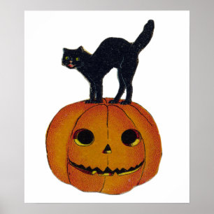 Vintage Halloween-Katze Poster