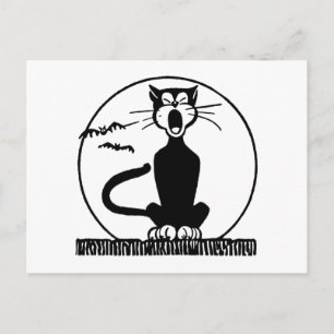 Vintage Halloween-Katze Postkarte