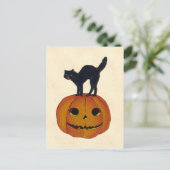 Vintage Halloween-Katze Postkarte (Stehend Vorderseite)