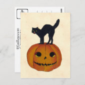 Vintage Halloween-Katze Postkarte (Vorne/Hinten)