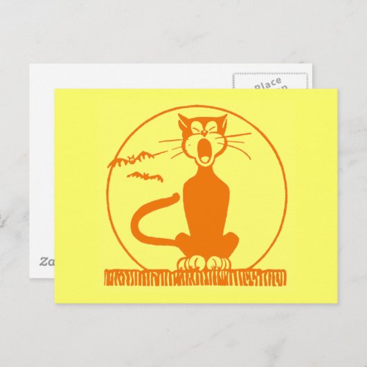 Vintage Halloween-Katze Postkarte (Vorne/Hinten)
