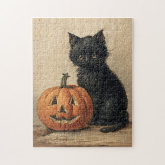 Vintage Halloween-Katze Puzzle