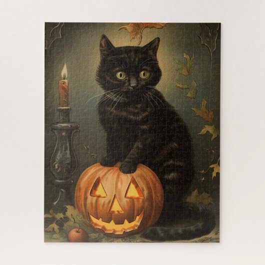 Vintage Halloween-Katze Puzzle (Vertikal)