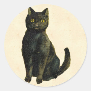 Vintage Halloween-Katze Runder Aufkleber