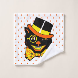 Vintage Halloween-Katze Waschlappen