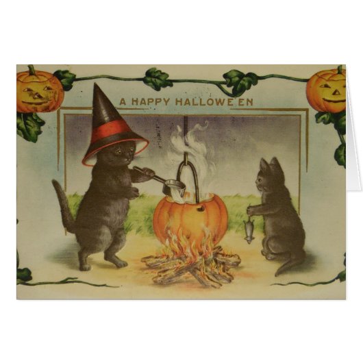 Vintage Halloween-Katzen (Vorderseite (Horizontal))