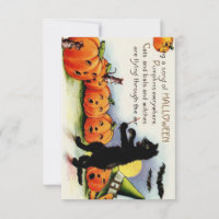 Vintage Halloween-Katzen-Kürbis-Ebene danken Ihnen